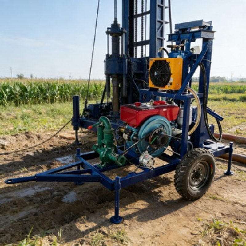 Heavy Equipment Drilling Rig - 120m Max Depth Tire-Type Small Water