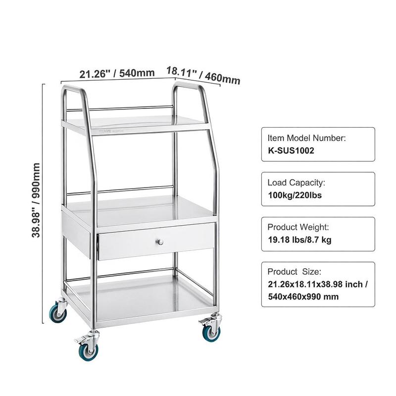 Medical Trolley 23.6x15.7x33.4 - مراجعة Heavy Equipment Storage وسعره